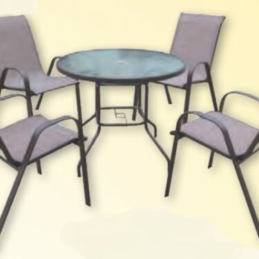 TABLE VERRE ALU DIA 90 + 4 CHA