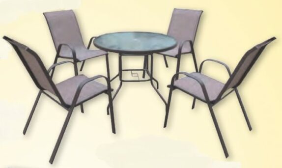 TABLE VERRE ALU DIA 90 + 4 CHA