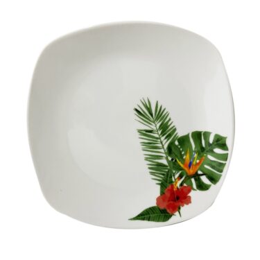 ASSIETTE CARRE SOUPE 23 HIBISC