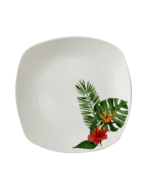 ASSIETTE CARRE SOUPE 23 HIBISC