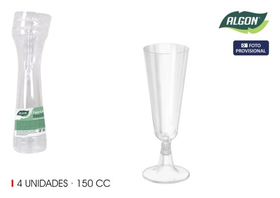SET 4 FLUTE CHAMPAGNE TRANP 15