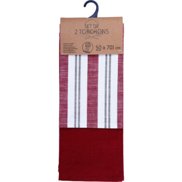 SET 2 TORCHON 50X70 ROUGE