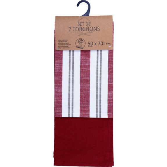 SET 2 TORCHON 50X70 ROUGE