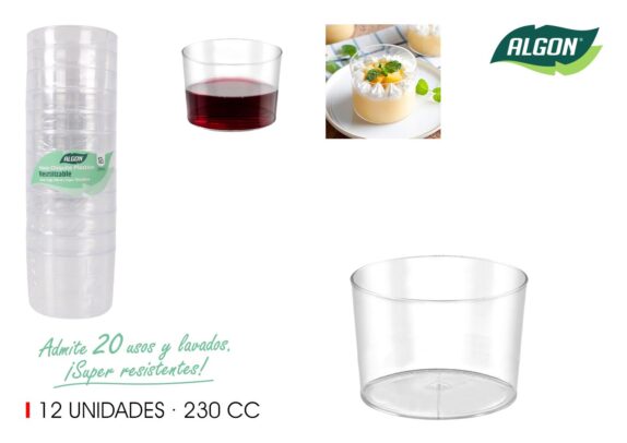 SET12 VERRINE TRANSP 230CC PLA
