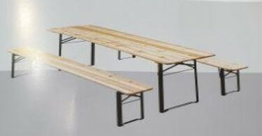 TABLE 180×70 CÈDRE ET 2 BANCS