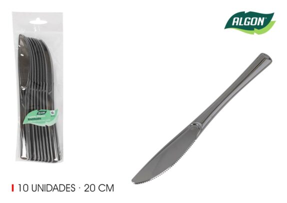 SET10 COUTEAU ARGENT 20CM PLAS