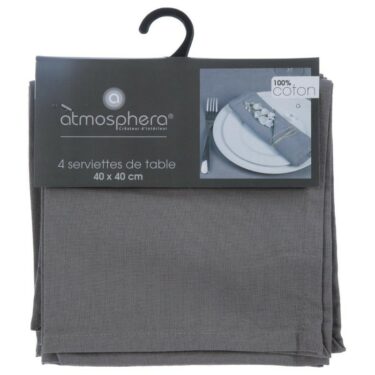 SERVIETTE TABLE CTN GRIS C X4