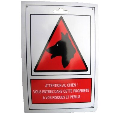 PLAQUE ATTENTION AU CHIEN 25X1