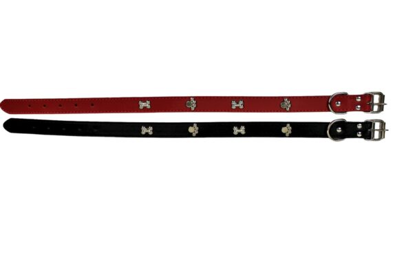 COLLIER CUIR 25MM DECORS METAL