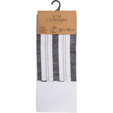 SET 2 TORCHON 50X70CM NOIR