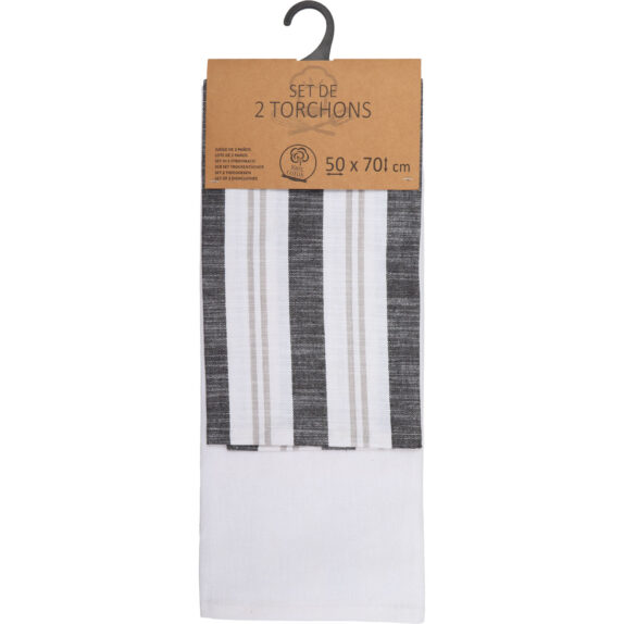 SET 2 TORCHON 50X70CM NOIR