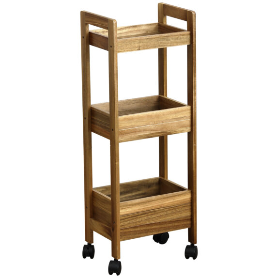 DESSERTE ACACIA/MDF SUR ROULET