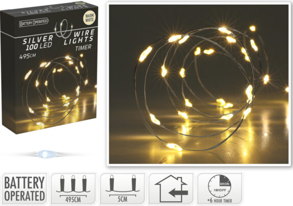 FIL ARGENT 100LED BLANC CHAUD