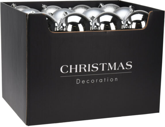 BOULE NOËL  100MM ARGENT 3ASS