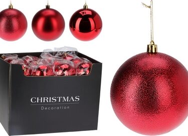 BOULE DE NOËL 100MM ROUGE 3ASS