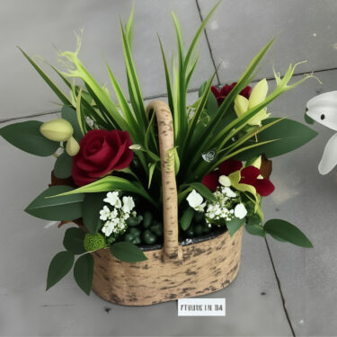 COMPOSITION PANIER ROSES ROUGE
