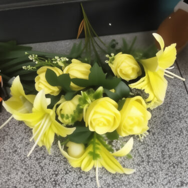 BOUQUET ROSES LYS JAUNES