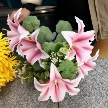 BOUQUET FLEURS LYS ROSES