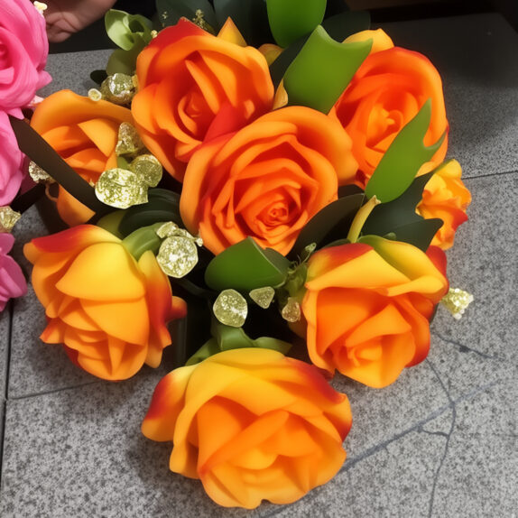 BOUQUET ROSES ORANGES