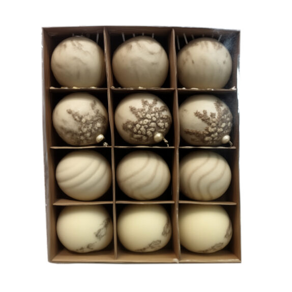 COFFRET 12 BOULES NOEL OR