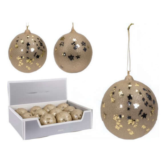 BOULE NOËL 80MM PAILLETÉ DORE