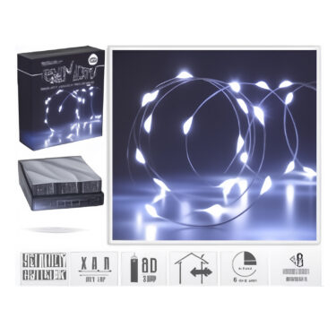 FIL ARGENT 80LED IP44 BLANC