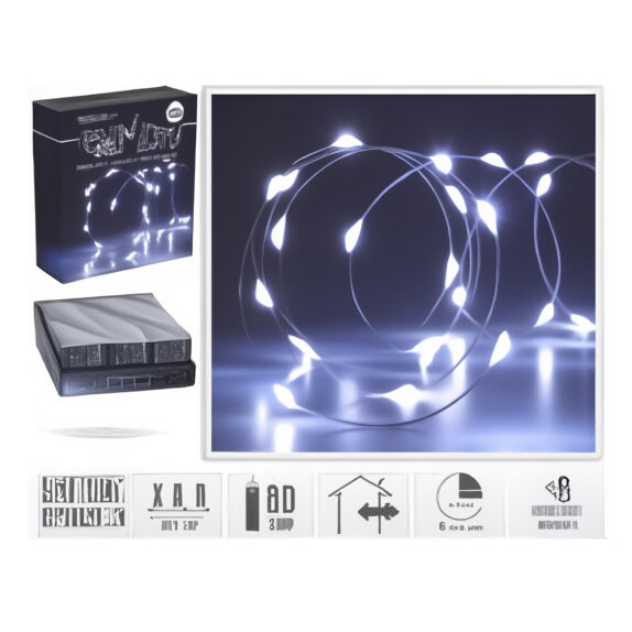FIL ARGENT 80LED IP44 BLANC