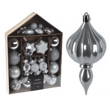 SET BOULES NOËL 32PCS ARGENTE