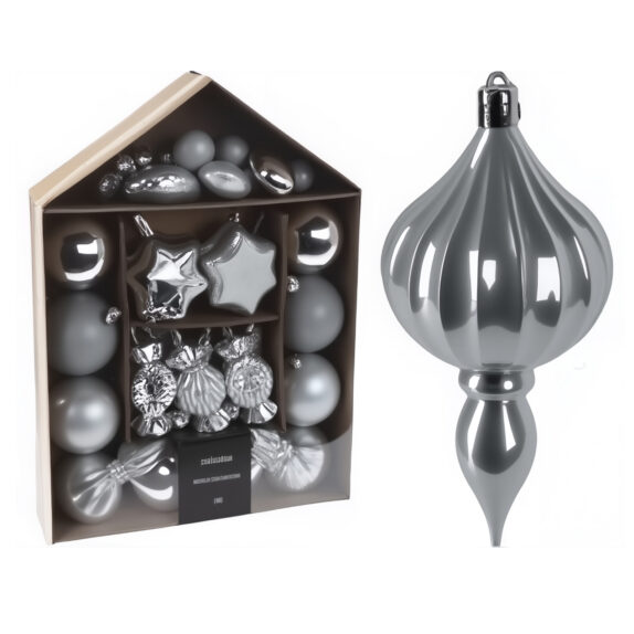 SET BOULES NOËL 32PCS ARGENTE