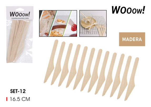 SET 12 COUTEAUX BOIS 16,5CM WO