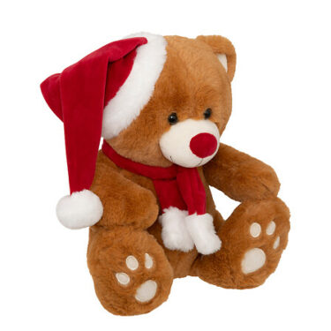 PELUCHE OURS BRUN BONNET 34CM