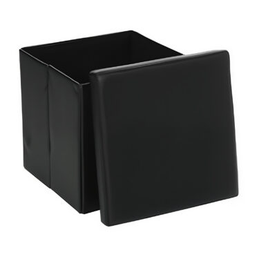 POUF PLI PVC CARRÉ NOIR