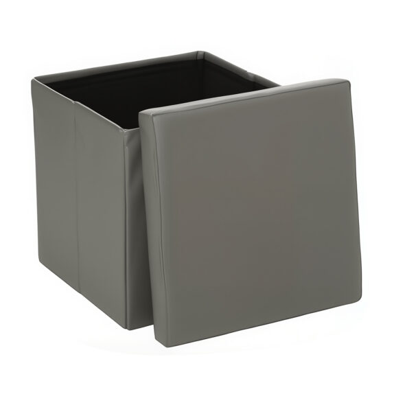 POUF PLI PVC CARRÉ GRIS