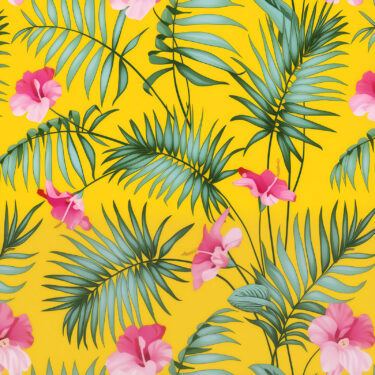 TOILE CIREE HIBISCUS JAUNE