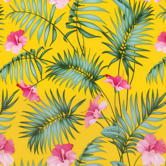 TOILE CIREE HIBISCUS JAUNE