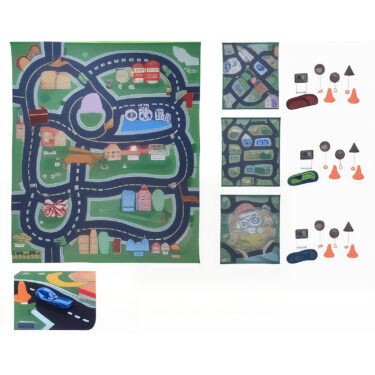 TAPIS JEU VOITURES 79X70CM 3AS