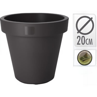 POT FLEURS ROND DIA 20CM ANTHR