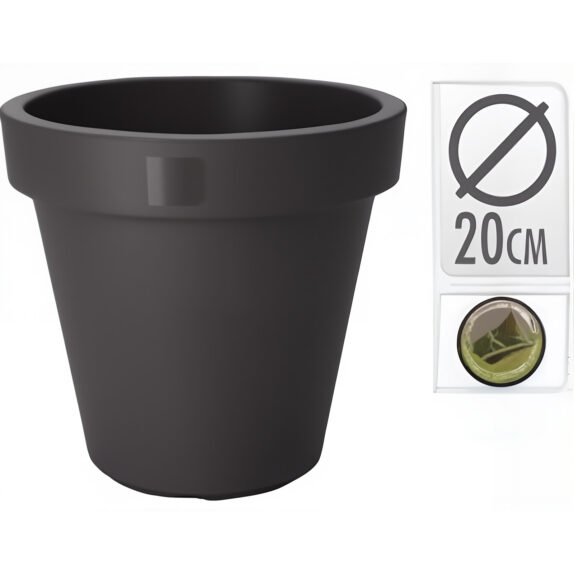 POT FLEURS ROND DIA 20CM ANTHR