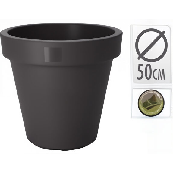 POT FLEURS ROND 50CM ANTRACITE